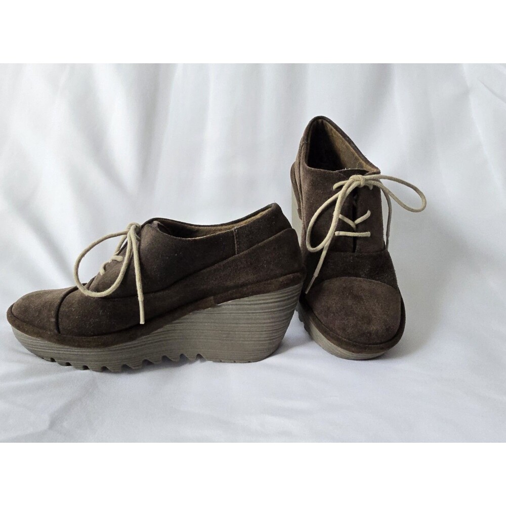 Fly London Yif Wedge Bootie W 36/5.5-6 Brown Suede Gorpcore, Lt Academia, BOHO